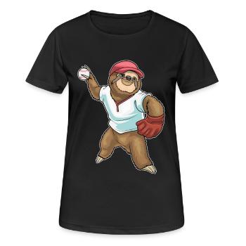 Gant de baseball Sloth - T-shirt respirant Femme - noir - Devant - AI Model Female 172 light (172cm)