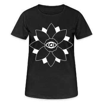 Weiße Lotusblume - Frauen T-Shirt atmungsaktiv - Schwarz - Vorne - AI Model Female 172 light (172cm)