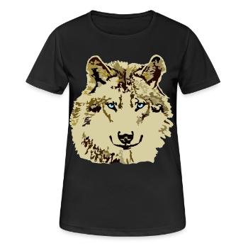 Wolf braun blaue Augen - Frauen T-Shirt atmungsaktiv - Schwarz - Vorne - AI Model Female 172 light (172cm)