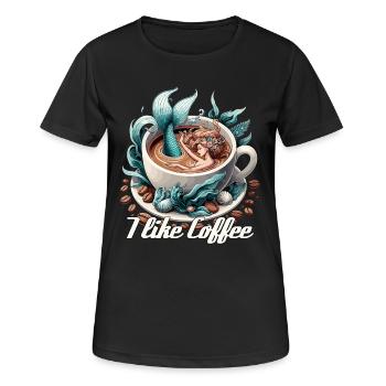 J’aime tasse à café sirène sirène cadeau - T-shirt respirant Femme - noir - Devant - AI Model Female 172 light (172cm)