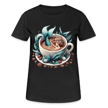 Sirène Sirène Bain dans le Café Cadeau - T-shirt respirant Femme - noir - Devant - AI Model Female 172 light (172cm)