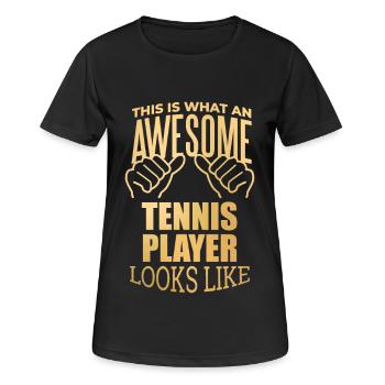 Tennis Tennis Tennis - Frauen T-Shirt atmungsaktiv - Schwarz - Vorne - AI Model Female 172 light (172cm)