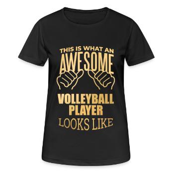 Volleyball Volleyball Volleyball - Women's Breathable T-Shirt - black - Front - AI Model Female 172 light (172cm)