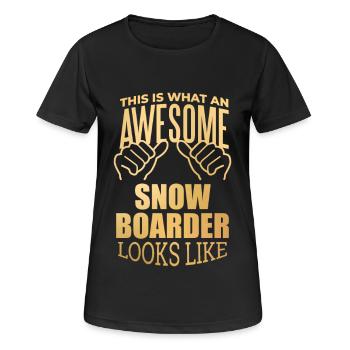 Snowboard Snowboard Snowboard - Women's Breathable T-Shirt - black - Front - AI Model Female 172 light (172cm)