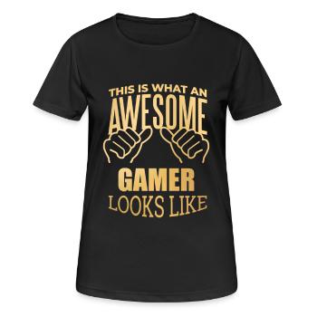Spiel - Frauen T-Shirt atmungsaktiv - Schwarz - Vorne - AI Model Female 172 light (172cm)