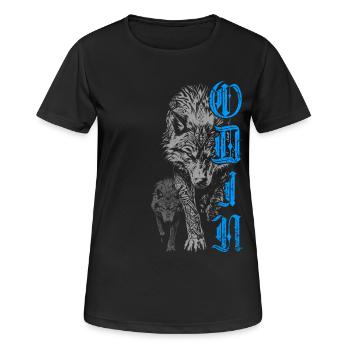 Wolf Odin Wölfe Wikinger Nordische Mythologie - Frauen T-Shirt atmungsaktiv - Schwarz - Vorne - AI Model Female 172 light (172cm)