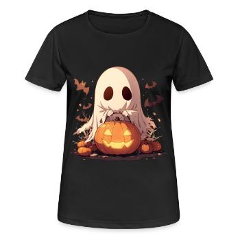 Ghost Ghost Halloween citrouille lanterne cadeau - T-shirt respirant Femme - noir - Devant - AI Model Female 172 light (172cm)