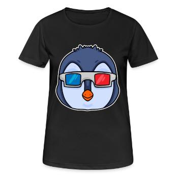 Pinguin 3D Brille Kino - Frauen T-Shirt atmungsaktiv - Schwarz - Vorne - AI Model Female 172 light (172cm)