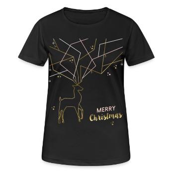 Deer filigree, Merry Christmas - Women's Breathable T-Shirt - black - Front - AI Model Female 172 light (172cm)