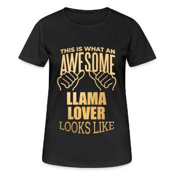 Lama - Frauen T-Shirt atmungsaktiv - Schwarz - Vorne - AI Model Female 172 light (172cm)