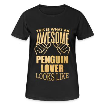 Pinguin, Pinguin, Pinguin - Frauen T-Shirt atmungsaktiv - Schwarz - Vorne - AI Model Female 172 light (172cm)