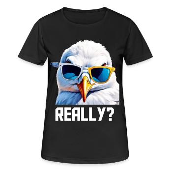 Really - Seagull with sunglasses - Women's Breathable T-Shirt - black - Front - AI Model Female 172 light (172cm)