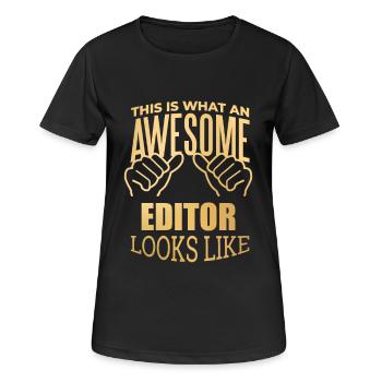 Editor Editor Editor - Women's Breathable T-Shirt - black - Front - AI Model Female 172 light (172cm)