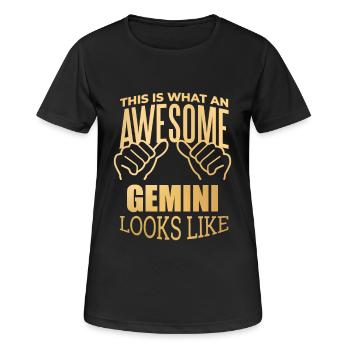 Zwillinge - Frauen T-Shirt atmungsaktiv - Schwarz - Vorne - AI Model Female 172 light (172cm)