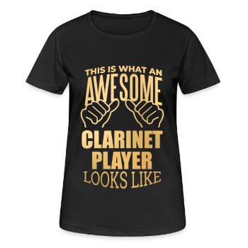 Klarinette - Frauen T-Shirt atmungsaktiv - Schwarz - Vorne - AI Model Female 172 light (172cm)