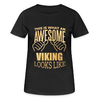 Wikinger, Wikinger, Wikinger, Wikinger - Frauen T-Shirt atmungsaktiv - Schwarz - Vorne - AI Model Female 172 light (172cm)