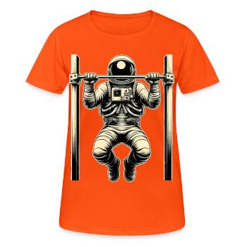Calisthenics Astronaut Pull-ups Gift - Women's Breathable T-Shirt - neon orange - Front - AI Model Female 172 dark (172cm)