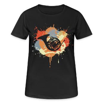 Horn Zeichnung - Frauen T-Shirt atmungsaktiv - Schwarz - Vorne - AI Model Female 172 light (172cm)
