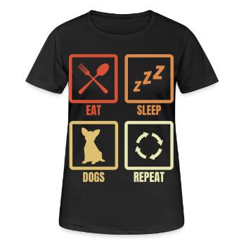 Tagesablauf für Hundehalter - Frauen T-Shirt atmungsaktiv - Schwarz - Vorne - AI Model Female 172 light (172cm)