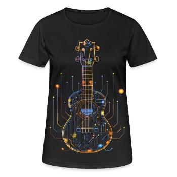 Dessin de ukulélé - T-shirt respirant Femme - noir - Devant - AI Model Female 172 light (172cm)