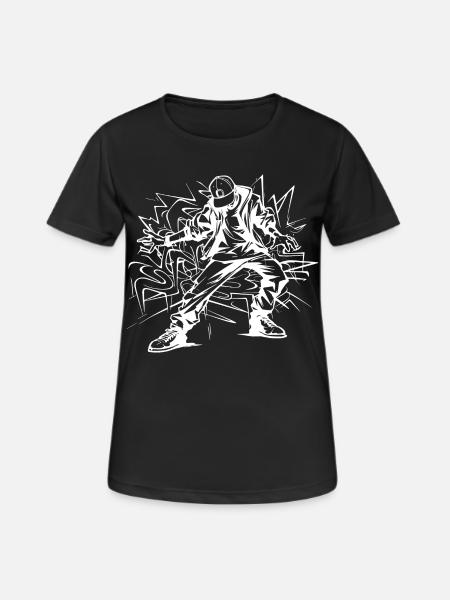 Dessin de breakdancer - T-shirt respirant Femme - noir