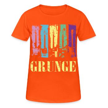 Grunge-Gitarre Farbe Pop Rock Vintage-Stil - Frauen T-Shirt atmungsaktiv - Neonorange - Vorne - AI Model Female 172 dark (172cm)
