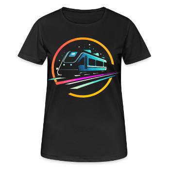 Bande dessinée Train - T-shirt respirant Femme - noir - Devant - AI Model Female 172 light (172cm)