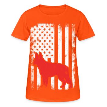 4. Juli USA Schäferhund - Frauen T-Shirt atmungsaktiv - Neonorange - Vorne - AI Model Female 172 dark (172cm)