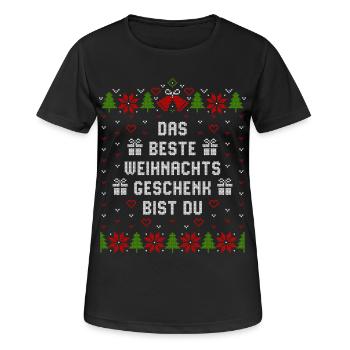 Das beste Weihnachtsgeschenk bist Du - Frauen T-Shirt atmungsaktiv - Schwarz - Vorne - AI Model Female 172 light (172cm)