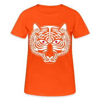 Weißer Tiger - Frauen T-Shirt atmungsaktiv - Neonorange - Vorne - AI Model Female 172 dark (172cm)