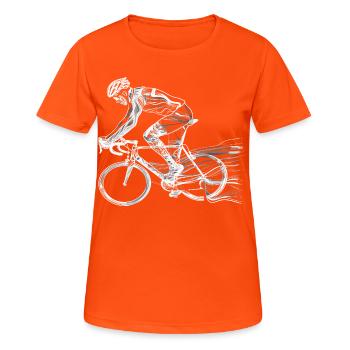 Croquis du cycliste - T-shirt respirant Femme - orange néon - Devant - AI Model Female 172 dark (172cm)