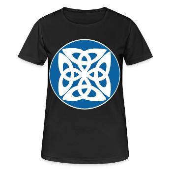 Blaues keltisches Symbol - Frauen T-Shirt atmungsaktiv - Schwarz - Vorne - AI Model Female 172 light (172cm)