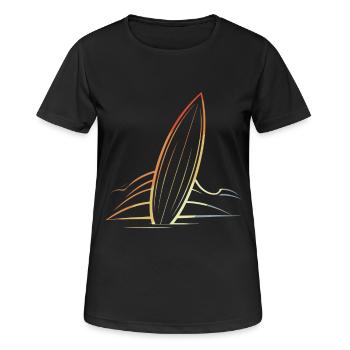 Surfbrett - Frauen T-Shirt atmungsaktiv - Schwarz - Vorne - AI Model Female 172 light (172cm)