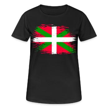 Drapeau basque utilisé - T-shirt respirant Femme - noir - Devant - AI Model Female 172 light (172cm)