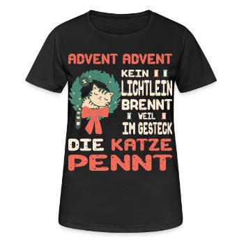 Temps de l’Avent avec chat - T-shirt respirant Femme - noir - Devant - AI Model Female 172 light (172cm)