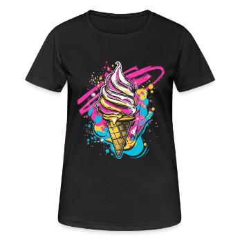 Taches de peinture de cornet de crème glacée - T-shirt respirant Femme - noir - Devant - AI Model Female 172 light (172cm)