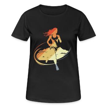Läuferin Skizze - Frauen T-Shirt atmungsaktiv - Schwarz - Vorne - AI Model Female 172 light (172cm)