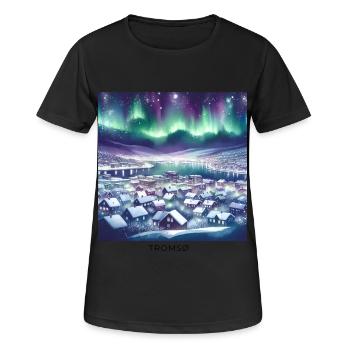 Tromsø Winterlandschaft Skandinavien Norwegen - Frauen T-Shirt atmungsaktiv - Schwarz - Vorne - AI Model Female 172 light (172cm)