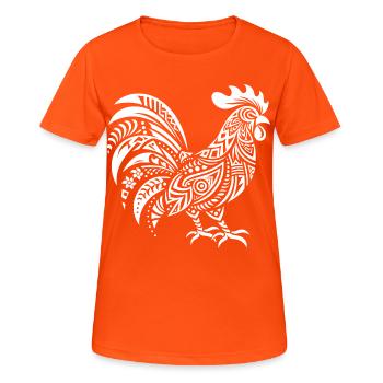 Coq Tribal - T-shirt respirant Femme - orange néon - Devant - AI Model Female 172 dark (172cm)