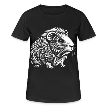 Cochon d'Inde tribal - T-shirt respirant Femme - noir - Devant - AI Model Female 172 light (172cm)