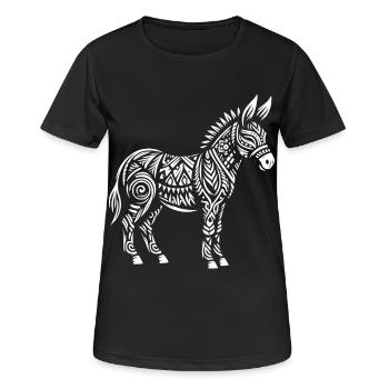 Âne tribal - T-shirt respirant Femme - noir - Devant - AI Model Female 172 light (172cm)