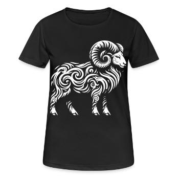 Bélier tribal - T-shirt respirant Femme - noir - Devant - AI Model Female 172 light (172cm)