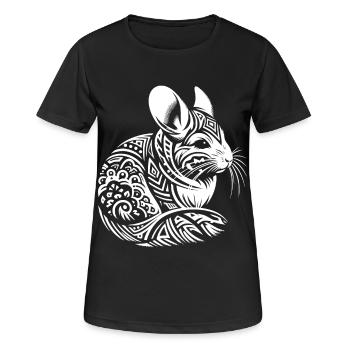 Chinchilla tribal - T-shirt respirant Femme - noir - Devant - AI Model Female 172 light (172cm)