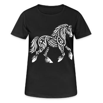 Cheval tribal - T-shirt respirant Femme - noir - Devant - AI Model Female 172 light (172cm)
