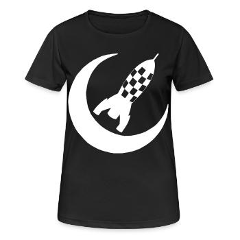 Fusée blanche et demi lune - T-shirt respirant Femme - noir - Devant - AI Model Female 172 light (172cm)