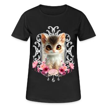 Chaton adorable et moelleux - T-shirt respirant Femme - noir - Devant - AI Model Female 172 light (172cm)