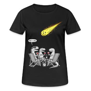 Dinosaurier Dinner Party mit schießendem Kometen - Frauen T-Shirt atmungsaktiv - Schwarz - Vorne - AI Model Female 172 light (172cm)