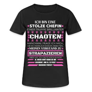 EINE STOLZE CHEFIN BRILLIANTER CHAOTEN - Frauen T-Shirt atmungsaktiv - Schwarz - Vorne - AI Model Female 172 light (172cm)