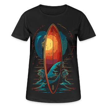 Surfbrett - Frauen T-Shirt atmungsaktiv - Schwarz - Vorne - AI Model Female 172 light (172cm)