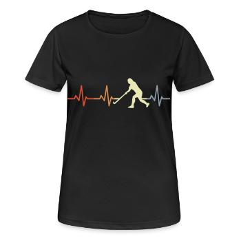 Hockey Herzschlag - Frauen T-Shirt atmungsaktiv - Schwarz - Vorne - AI Model Female 172 light (172cm)